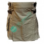 Ladies Khaki Fashion Kilt with Adjustable Straps